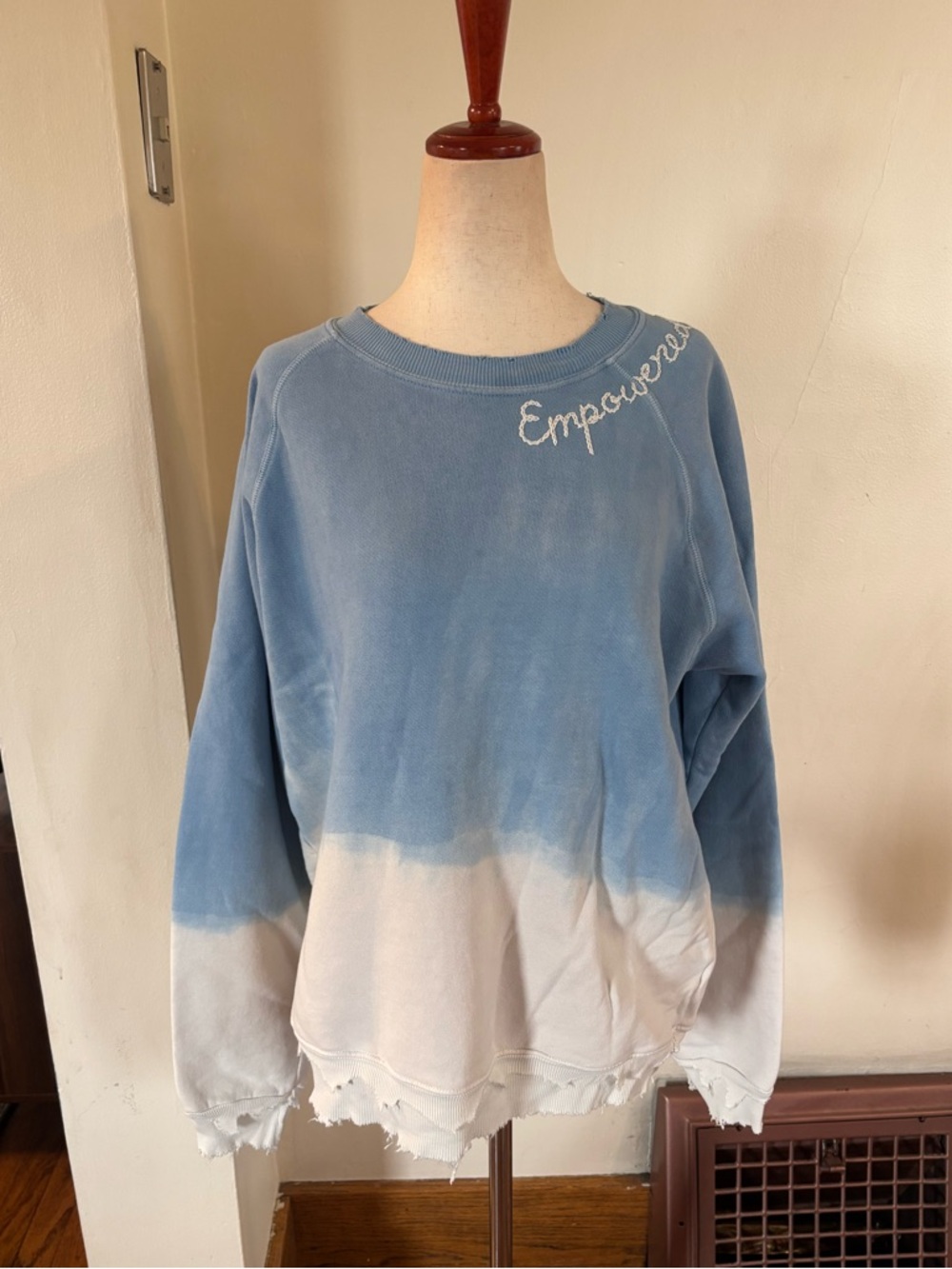 I Stole My Boyfriend's Shirt "Empowered" Ombre Crewneck Cotton Sweatshirt - M